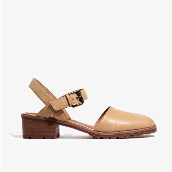 Madewell The Claudie Lugsole Mary Jane Leather Sling Back Heels Size 8.5 - Picture 1 of 9